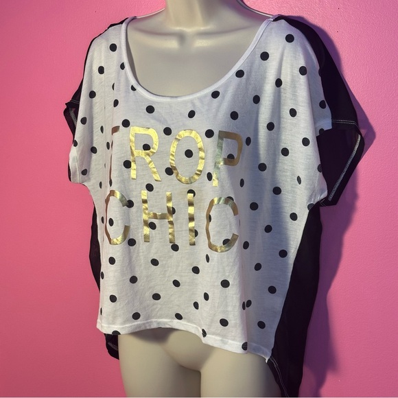 NWOT Polka Dot Mesh Back Sleeveless Top - Black/White - Size Large - Picture 3 of 7